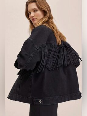 Mango Fringed Denim Jacket